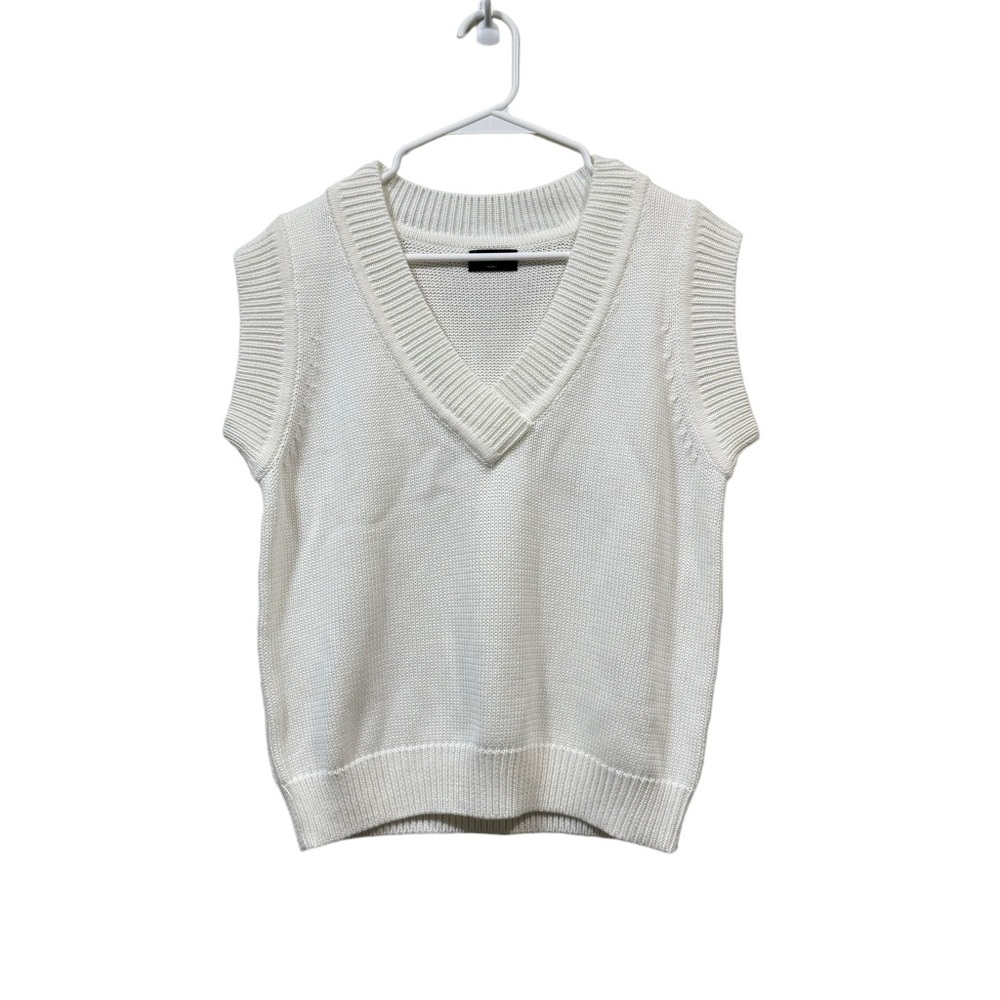 White Fox Boutique Mixed Messages Knit Vest oversized sleeveless sweater